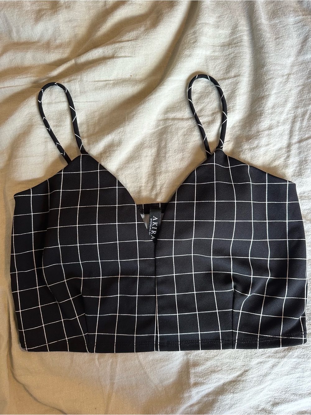 AKIRA Black Grid Crop Cami